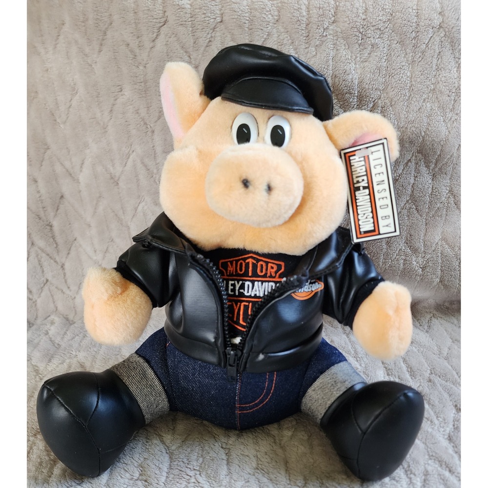 Vintage 1993 Harley-Davidson Hog Plush Biker Pig Play-By-Play 12" New With Tags